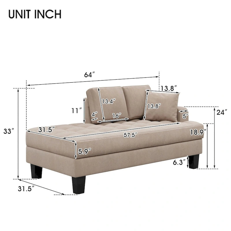 64  Chaise longue en tissu - 64,00  x 31,50
